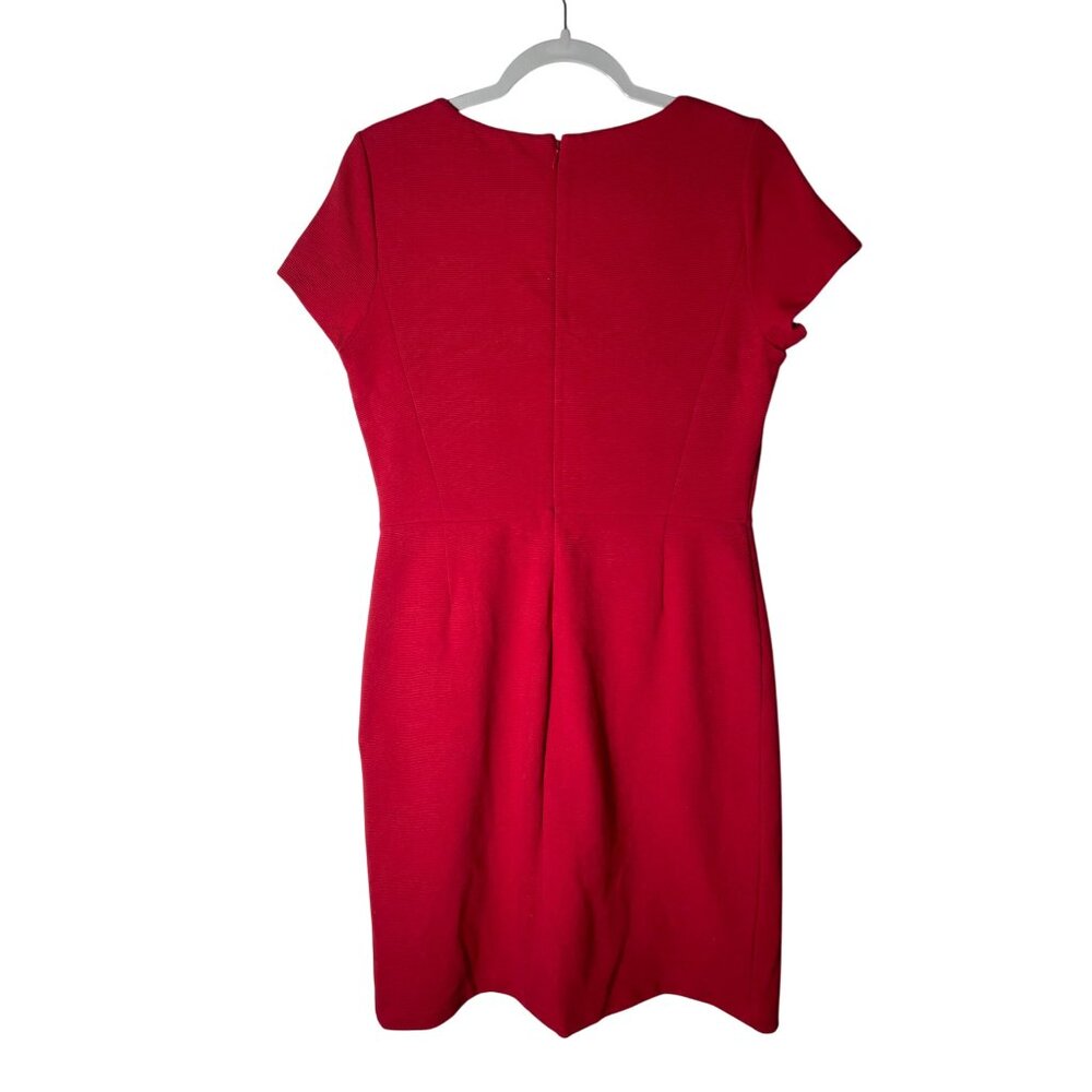 Talbots Women’s Size 8 Red Jewel Embellished Collar Short Sleeve Holiday Dress - Picture 2 of 3